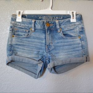 Light Wash Super Stretch Jean Shorts